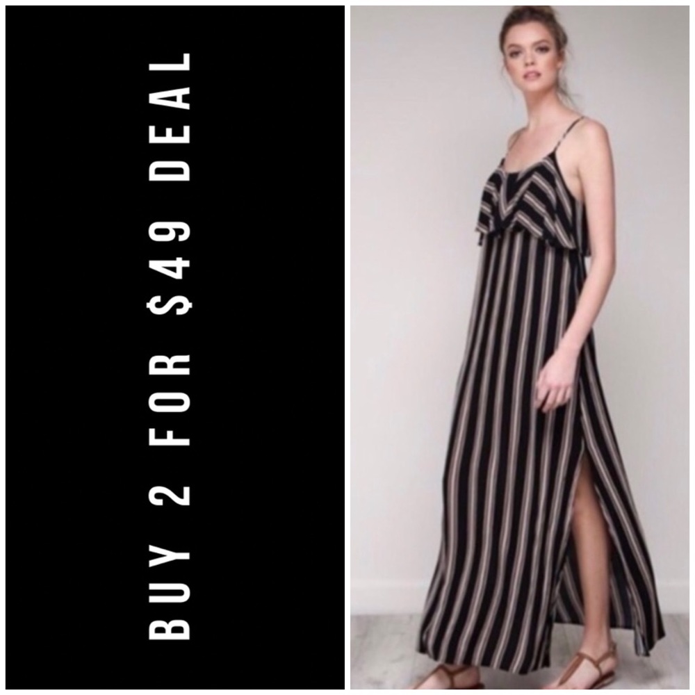 ☀️LAST1️⃣//BLACK STRIPED MAXI DRESS